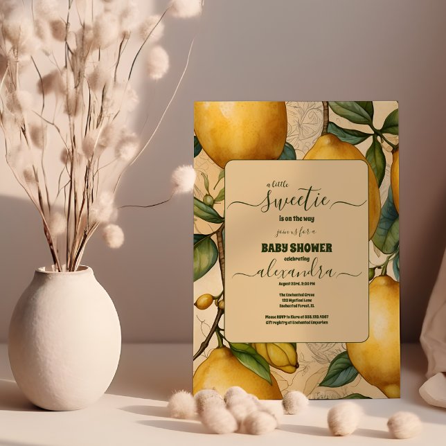 Convite Limão Citro Gênero Chá de fraldas neutro (Criador carregado)