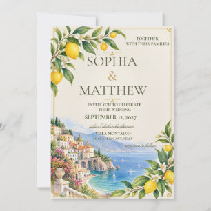 Convite Limão de Amalfi   Casamento Azul e Amarelo Mediter