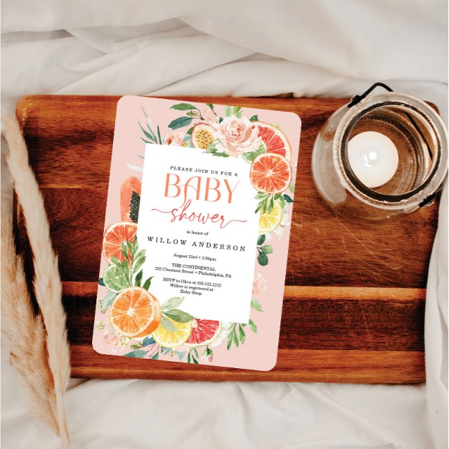 Convite Limão de Chá de fraldas de Citros Tropicais (Criador carregado)