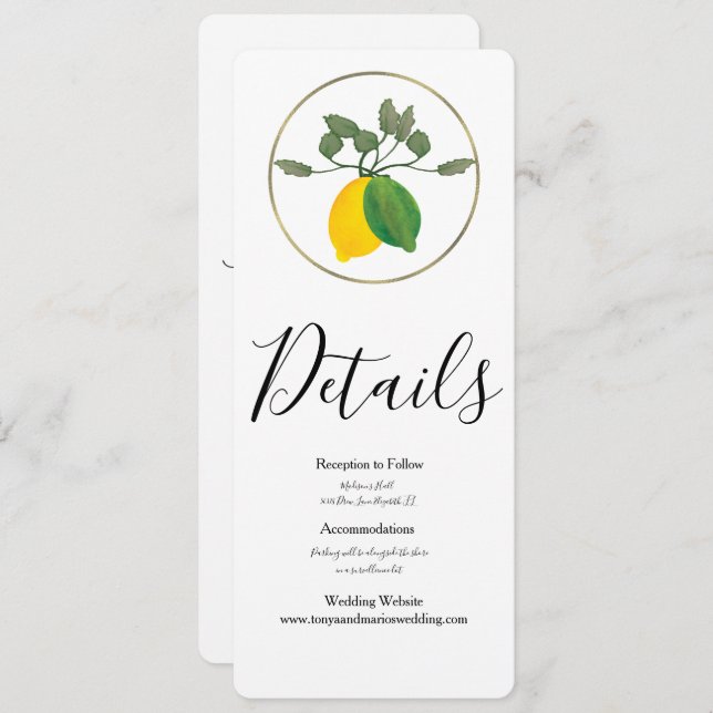 Convite Limão de Limão Limoncillo de Aquarela (Frente/Verso)