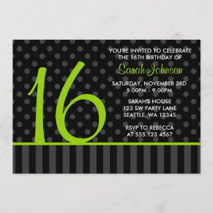 Convite Limão e aniversário preto do doce 16 das listras