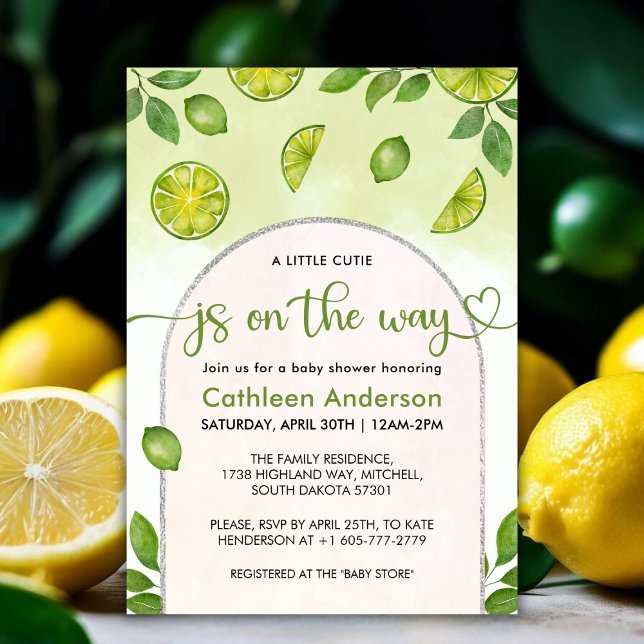 Convite Limão fresco Citrus Gênero Chá de fraldas neutro (Fresh Lime Citrus Gender Neutral Baby Shower Invitation)