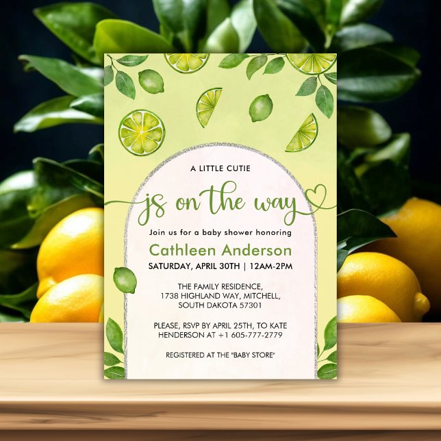 Convite Limão fresco Citrus Gênero Chá de fraldas neutro (Fresh Lime Citrus Gender Neutral Baby Shower Invitation)