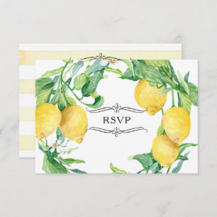 Convite Limão liso horizontal Citrus floral Leaf RSVP