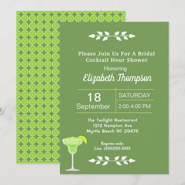 Convite Limão Margarita Bridal Chá (Frente/Verso)