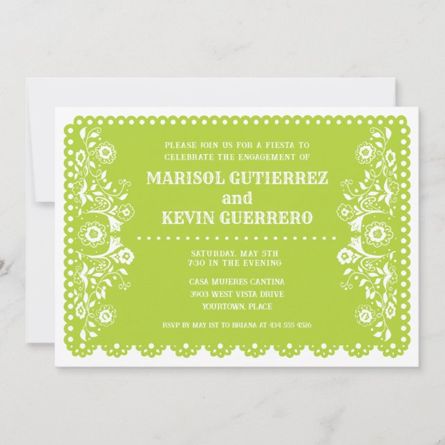 Convite Limão Papel Picado Cinco de Mayo Festa de noivado (Frente)