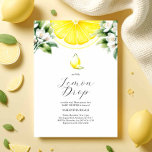Convite Limão soltar Tema Bebê Invasões<br><div class="desc">Celebre o seu pequeno com estes convites frescos e alegres para chuveiros de limão, apresentando uma borda superior de limões de aquarelas e botânicos em tons suaves de amarelo, verde e branco. A frase "Lemon Drop" é escrita em caligrafia tendenciosa, perfeita para dar um tom lúdico, mas elegante. Quer esteja...</div>