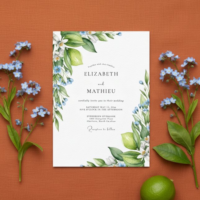 Convite Lime Green Citrus Mediterranean Wedding (Criador carregado)