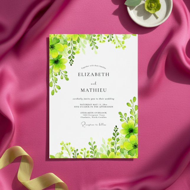Convite Lime Green Verdant Botanical Wedding (Criador carregado)