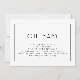 Convite Limite de Linha Simples - Chá de fraldas preto bra