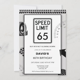 Convite Limite de Velocidade Aniversário de 65 anos
