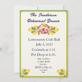 Convite Limões Amarelos Modernos Caranguejo Vermelho Convi
