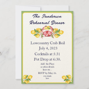 Convite Limões Amarelos Modernos Caranguejo Vermelho Convi