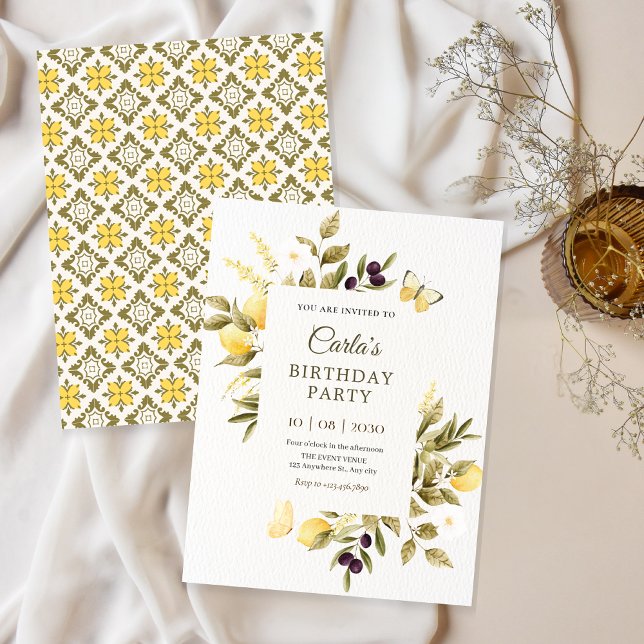 Convite Limões botânicos, aniversário do ramo floral (Criador carregado)