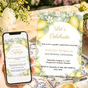 Convite Limões de aniversário cítrico verão jardim