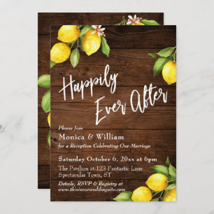 Convite Limões De Aquarela De Madeira Rústica Felizmente D