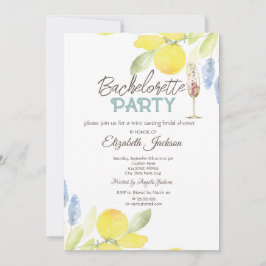 Convite Limões de Aquarela Vidro de Champagne Bachelorette