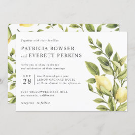 Convite Limões e casamentos de cor de água foliar