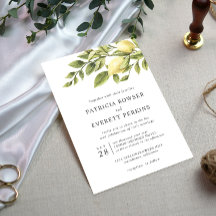 Limões e folhas: casamento botânico com aquarela