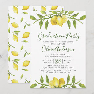 Convite Limões Flor Verde Festa de formatura em Quic