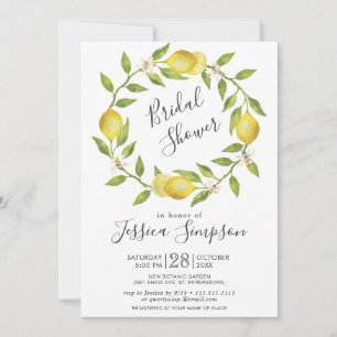 Convite Limões Florescem Verde Chá de panela de Aquarela