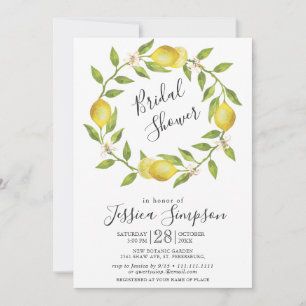 Convite Limões Florescem Verde Chá de panela de Aquarela