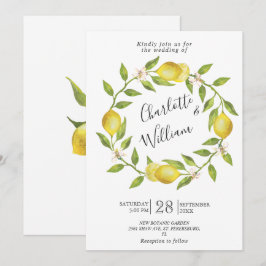 Convite Limões Florescem Verdura Casamento Aquarela