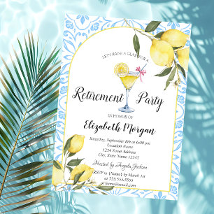 Convite Limões Italianos Aposentação Azul De Cocktail