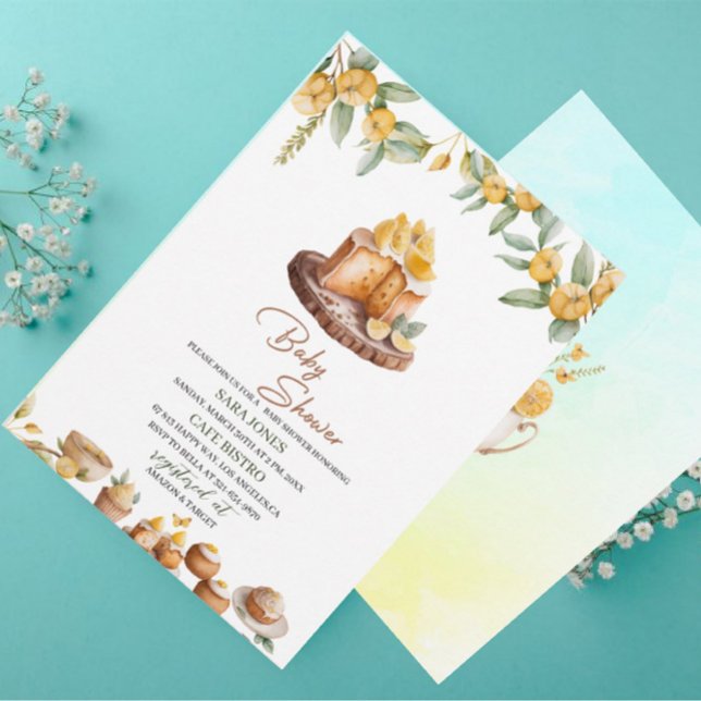 Convite Limon Cakes Chá de fraldas de Aquarela (Criador carregado)