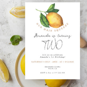 Convite Limonada cítrica limão aniversário de 2 anos