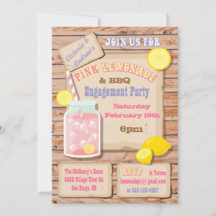 Convite Limonada & de festa de noivado do CHURRASCO