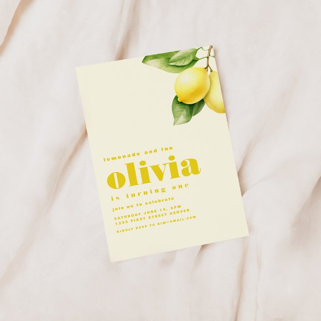 Convite Limonada e divertida, virando um primeiro aniversá (Criador carregado)