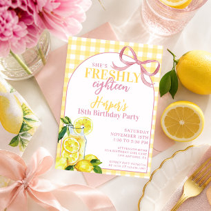 Convite Limonada Rosa Amarela Fofa Xadrez Fresca Aniversár