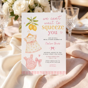 Convite Limonada Rosa Xadrez Aquarela Menina Bebê
