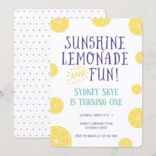 Convite Limonada Sunshine e aniversário de criança Invi