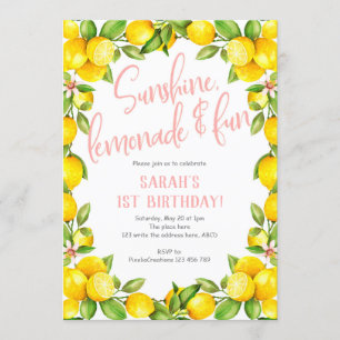 Convite Limonada sunshine, primeiro aniversario de limão