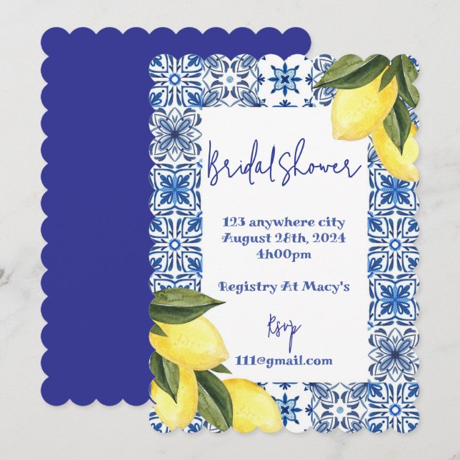 CONVITE LIMONCELLO BRIDAL SHOWER INVITATION (Frente/Verso)