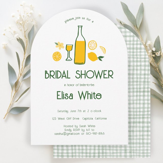 Convite Limoncello Lemonade CUSTOM Chá de panela (Limoncello Lemonade CUSTOM Arch Bridal Shower Invitation
)