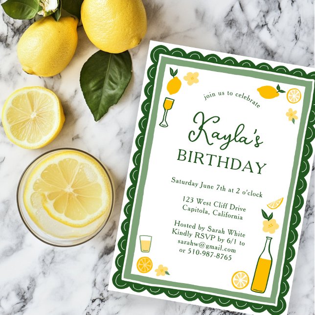 Convite Limoncello Lemonade Limões FESTA DE ANIVERSÁRIO PE (Limoncello Lemonade Lemons CUSTOM BIRTHDAY PARTY Invitation
)
