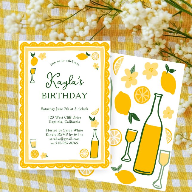 Convite Limoncello Lemonade Limões FESTA DE ANIVERSÁRIO PE (Limoncello Lemonade Lemons CUSTOM BIRTHDAY PARTY Invitation
)