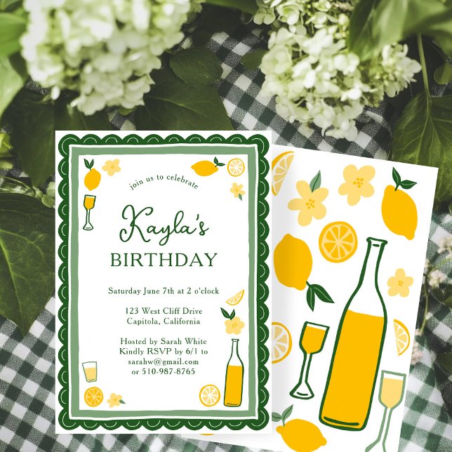 Convite Limoncello Lemonade Limões FESTA DE ANIVERSÁRIO PE (Limoncello Lemonade Lemons CUSTOM BIRTHDAY PARTY Invitation
)