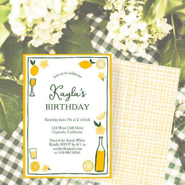 Convite Limoncello Lemonade Limões FESTA DE ANIVERSÁRIO PE (Limoncello Lemonade Lemons CUSTOM BIRTHDAY PARTY Invitation
)