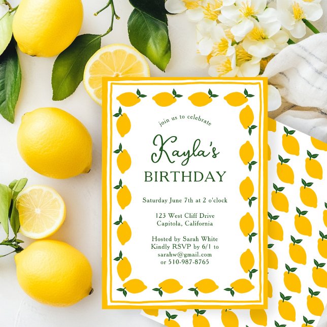 Convite Limoncello Lemons, FESTA DE ANIVERSÁRIO CLIENTE DE (Limoncello Lemons CUSTOM Cute Adult Child BIRTHDAY PARTY Invitation
)