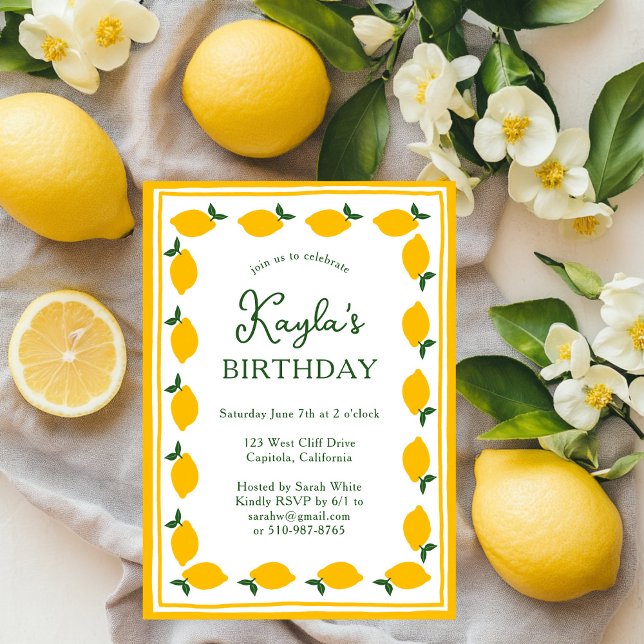 Convite Limoncello Lemons, FESTA DE ANIVERSÁRIO CLIENTE DE (Limoncello Lemons CUSTOM Cute Adult or Child BIRTHDAY PARTY Invitation
)