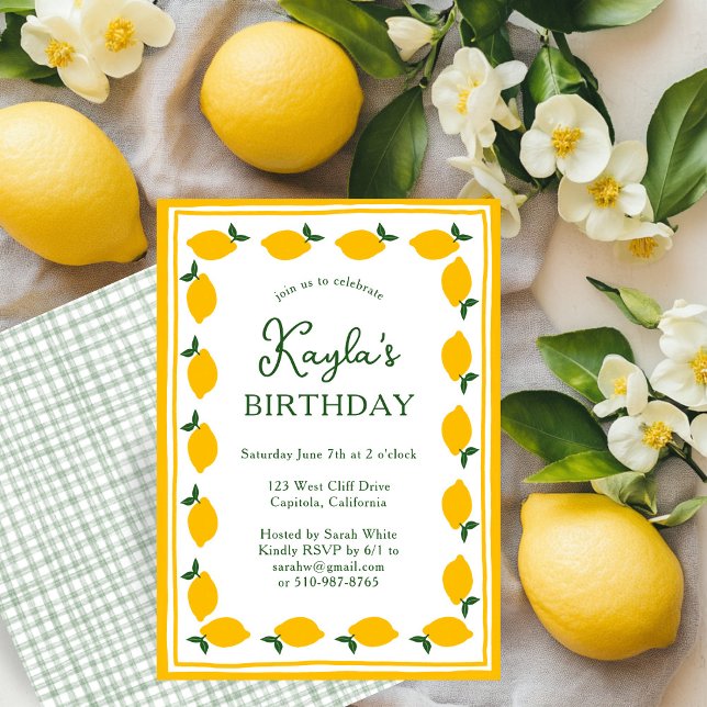 Convite Limoncello Lemons, FESTA DE ANIVERSÁRIO CLIENTE DE (Limoncello Lemons CUSTOM Cute BIRTHDAY PARTY Invitation
)