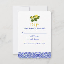 Convite Limone I Italiano Lemon & Blue Azulejo RSVP Card