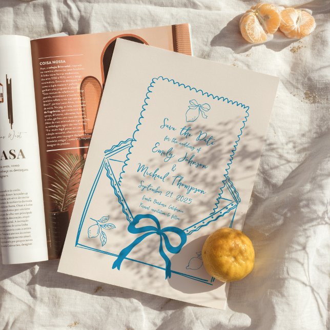 Convite Limonês Italiano Desenhado à Mão para Salvar a Dat (Criador carregado)