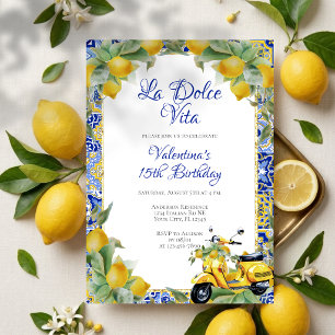 Convite Limonetes Amarelos de Scooter Italiano & Aniversár