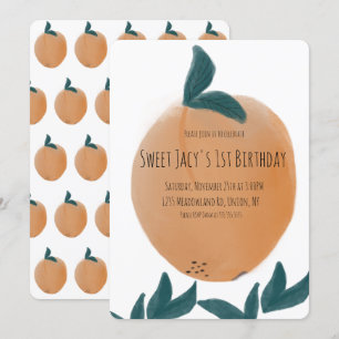 Convite Linda Água-marinha Pêssego Doce Aniversário