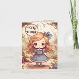 Convite Linda Alice Aventuras País das Maravilhas Arte Flo